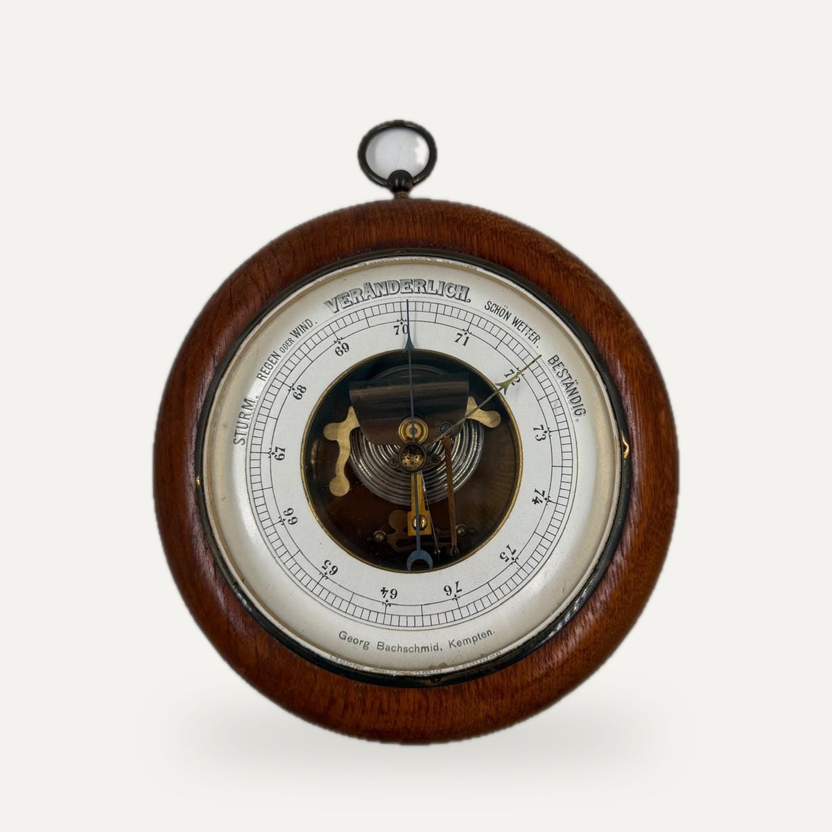 Vintage Wetterstation zur Wandmontage messingfarben Holzton Vintage Dekoration Holz Messing | studio