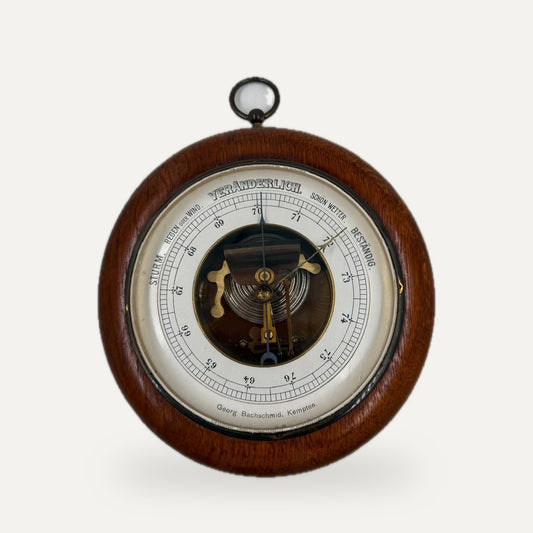 Vintage Wetterstation zur Wandmontage messingfarben Holzton Vintage Dekoration Holz Messing | studio