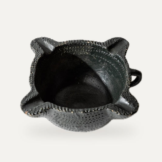 Vintage Keramik-Aschenbecher mit Griff, schwarz, strukturiert, 1960er, Dekoration | studio