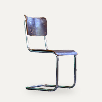 Cantilever Chair in need of restoration Chromed Wood Steel Tube