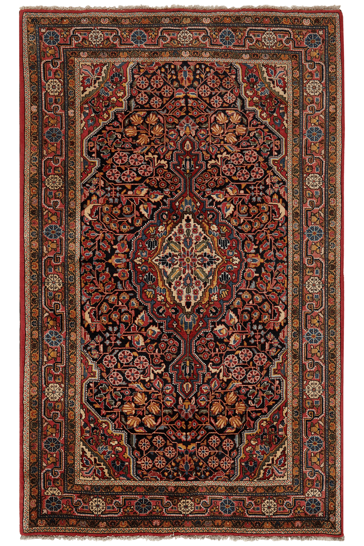 Vintage Teppich Djozan 214x130cm bunt Naturmotive