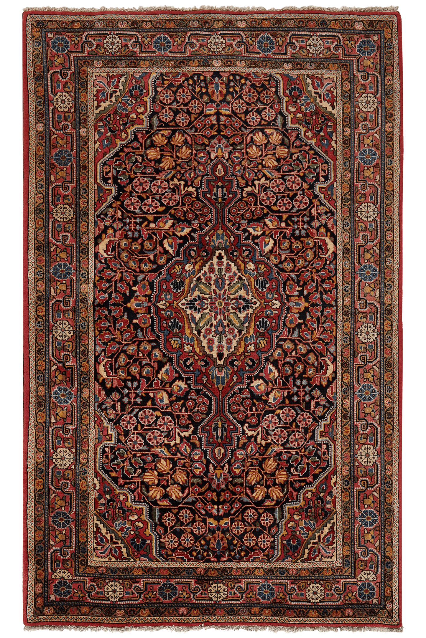 Vintage carpet Djozan 214x130cm colorful nature motifs