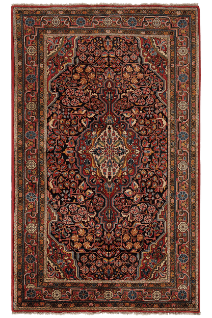 Vintage carpet Djozan 214x130cm colorful nature motifs