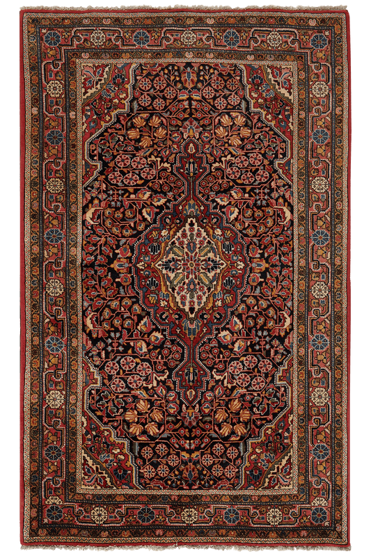 Vintage carpet Djozan 214x130cm colorful nature motifs