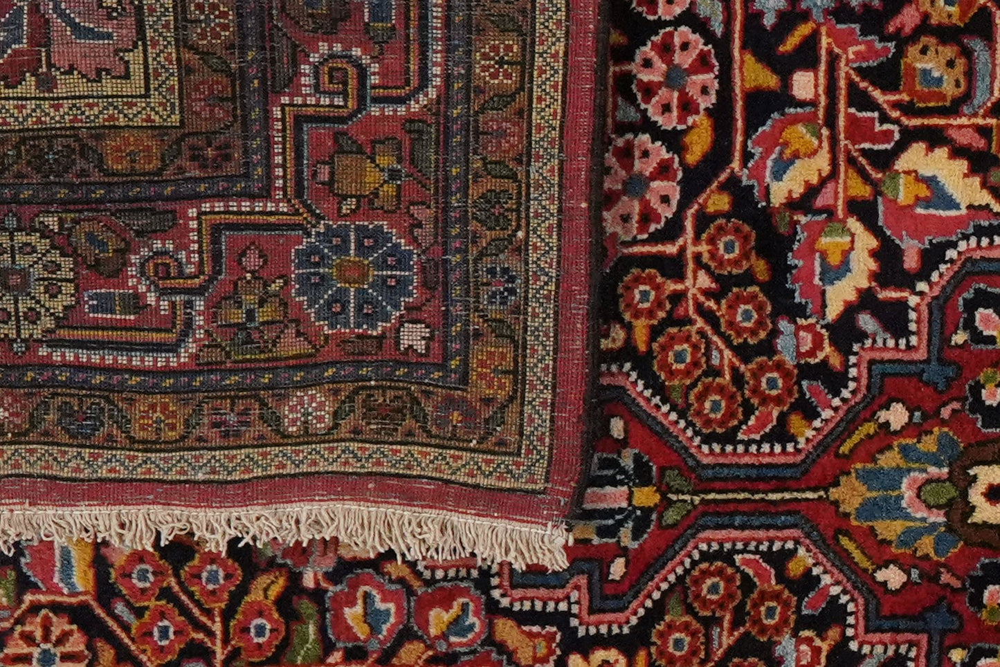 Vintage carpet Djozan 214x130cm colorful nature motifs