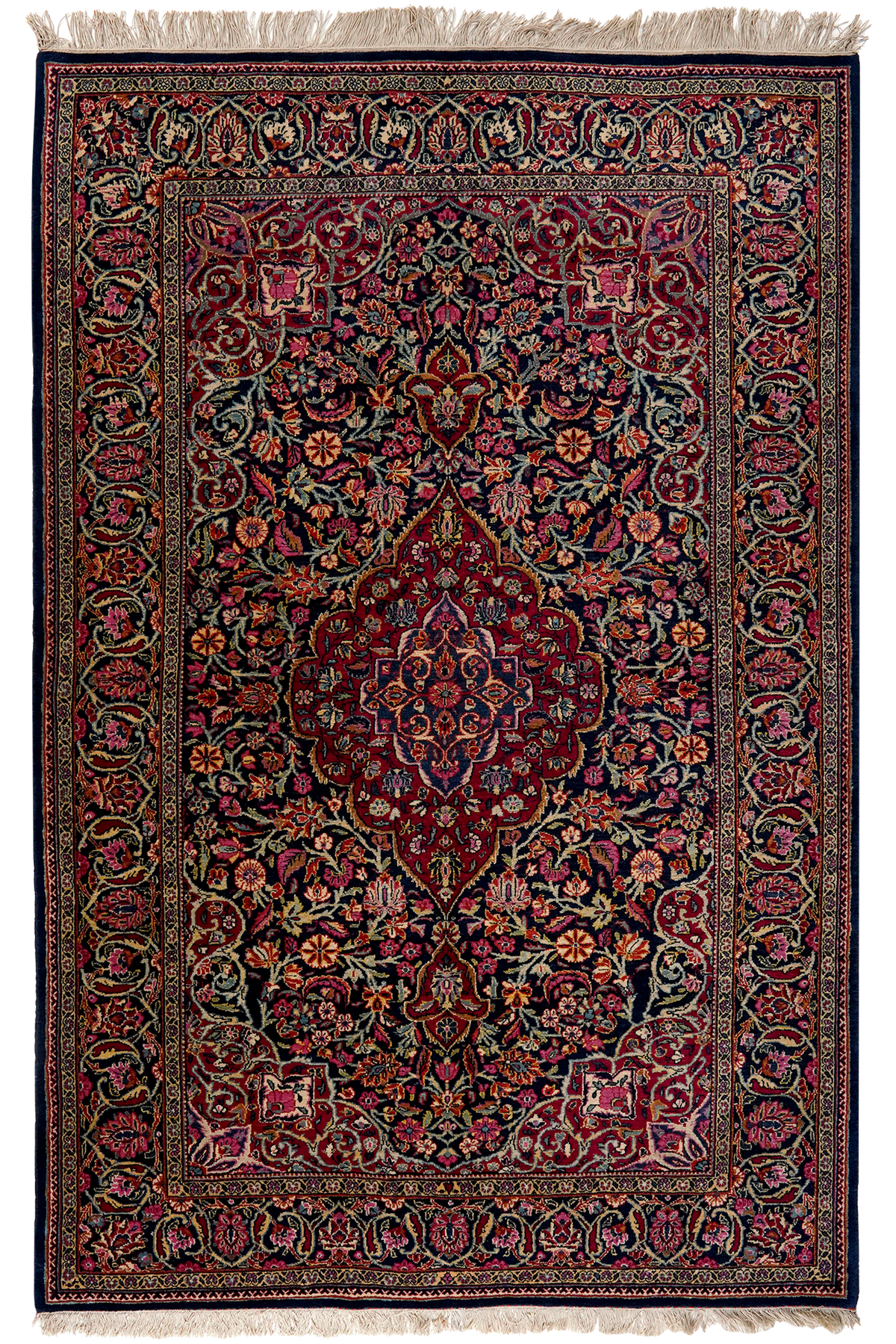 Tapis Vintage Kashan 204x130cm Motifs Naturels Colorés