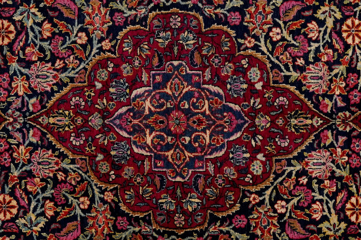 Tapis Vintage Kashan 204x130cm Motifs Naturels Colorés