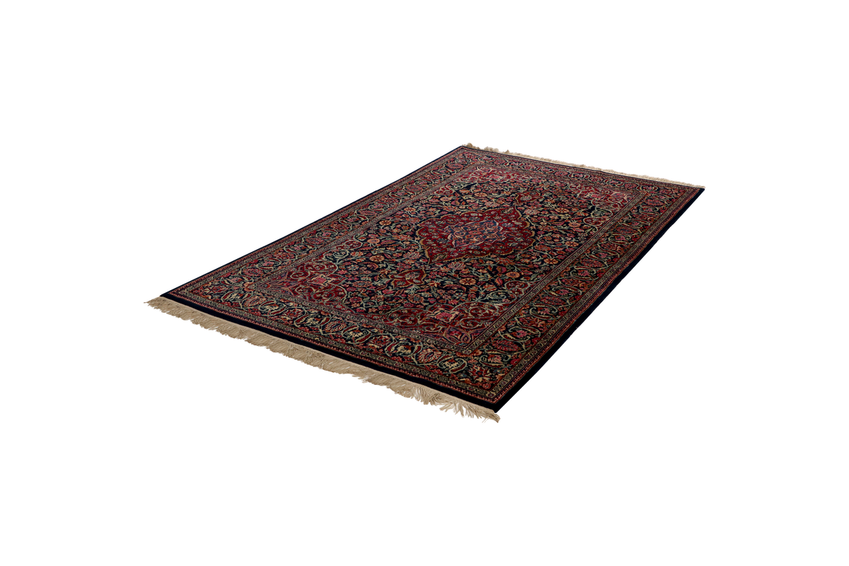Tapis Vintage Kashan 204x130cm Motifs Naturels Colorés