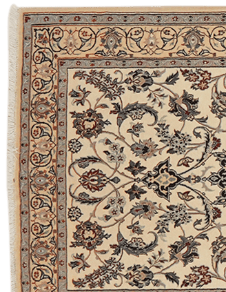 Vintage Nain Teppich Blau Beige 373x86cm Medaillon