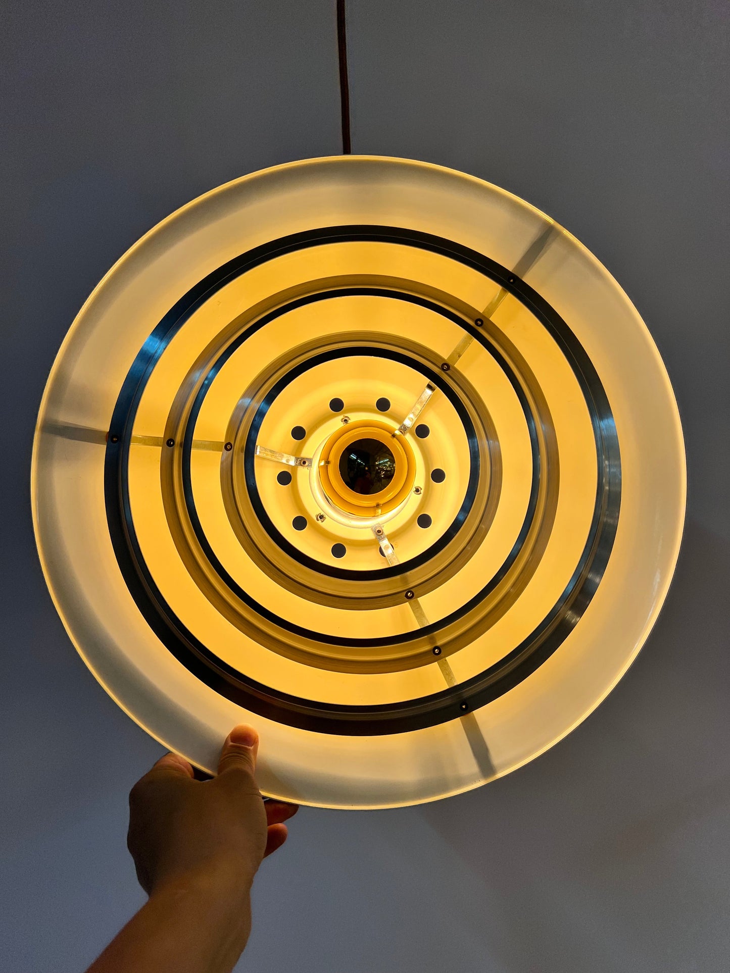 Vintage Lamellenlampe von Erik Jensen für Teknika silber