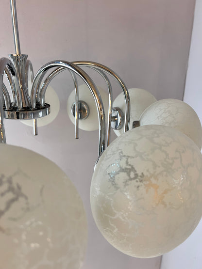 Vintage Kronleuchter mit 10 Kugeln von Richard Essig für Hustadt