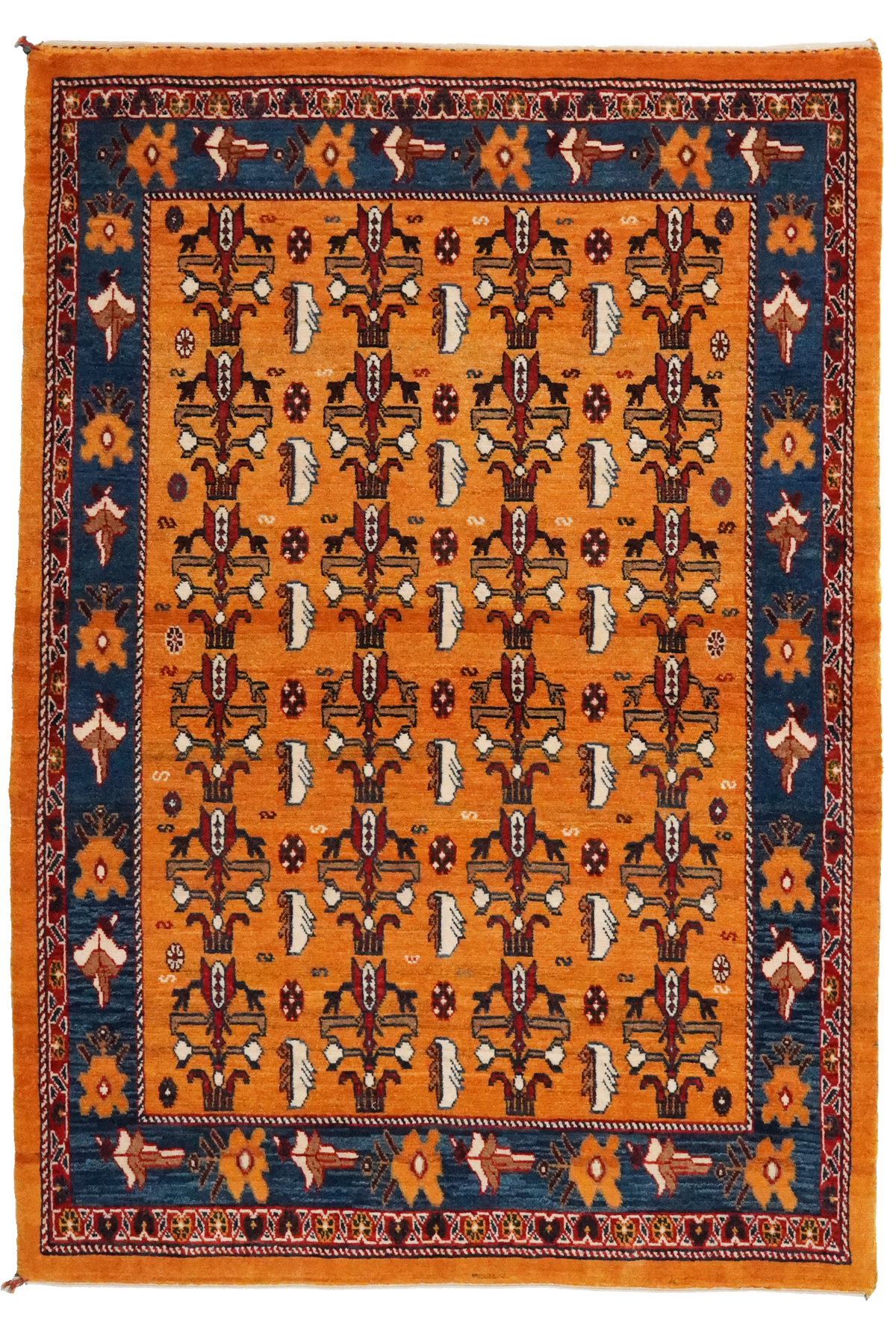 Vintage Rizbaf Teppich bunt Naturmotiv 152x102cm