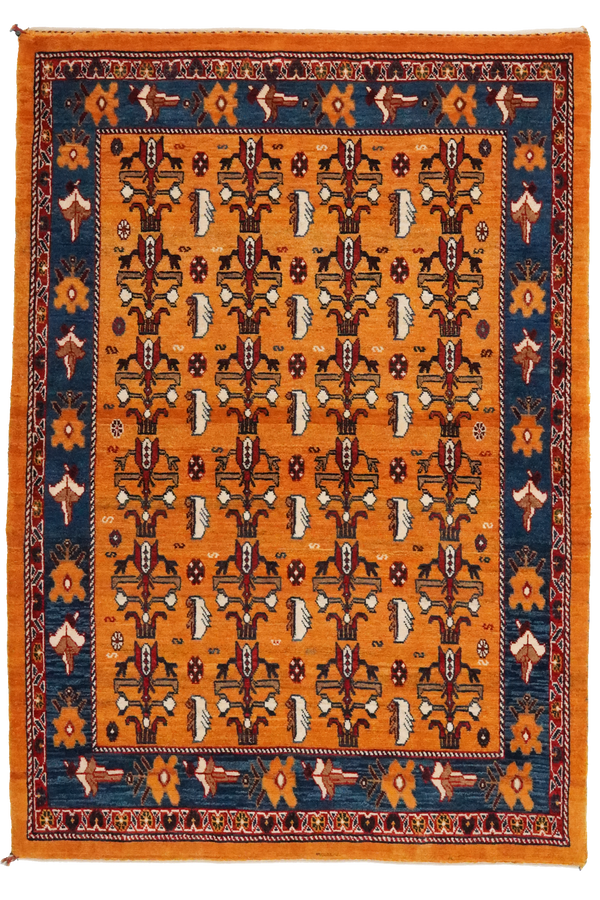 Vintage Rizbaf Teppich bunt Naturmotiv 152x102cm