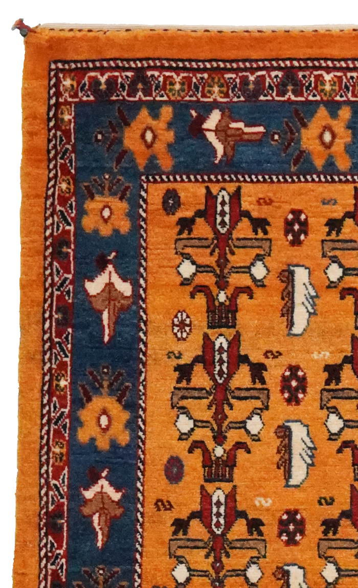 Vintage Rizbaf Teppich bunt Naturmotiv 152x102cm