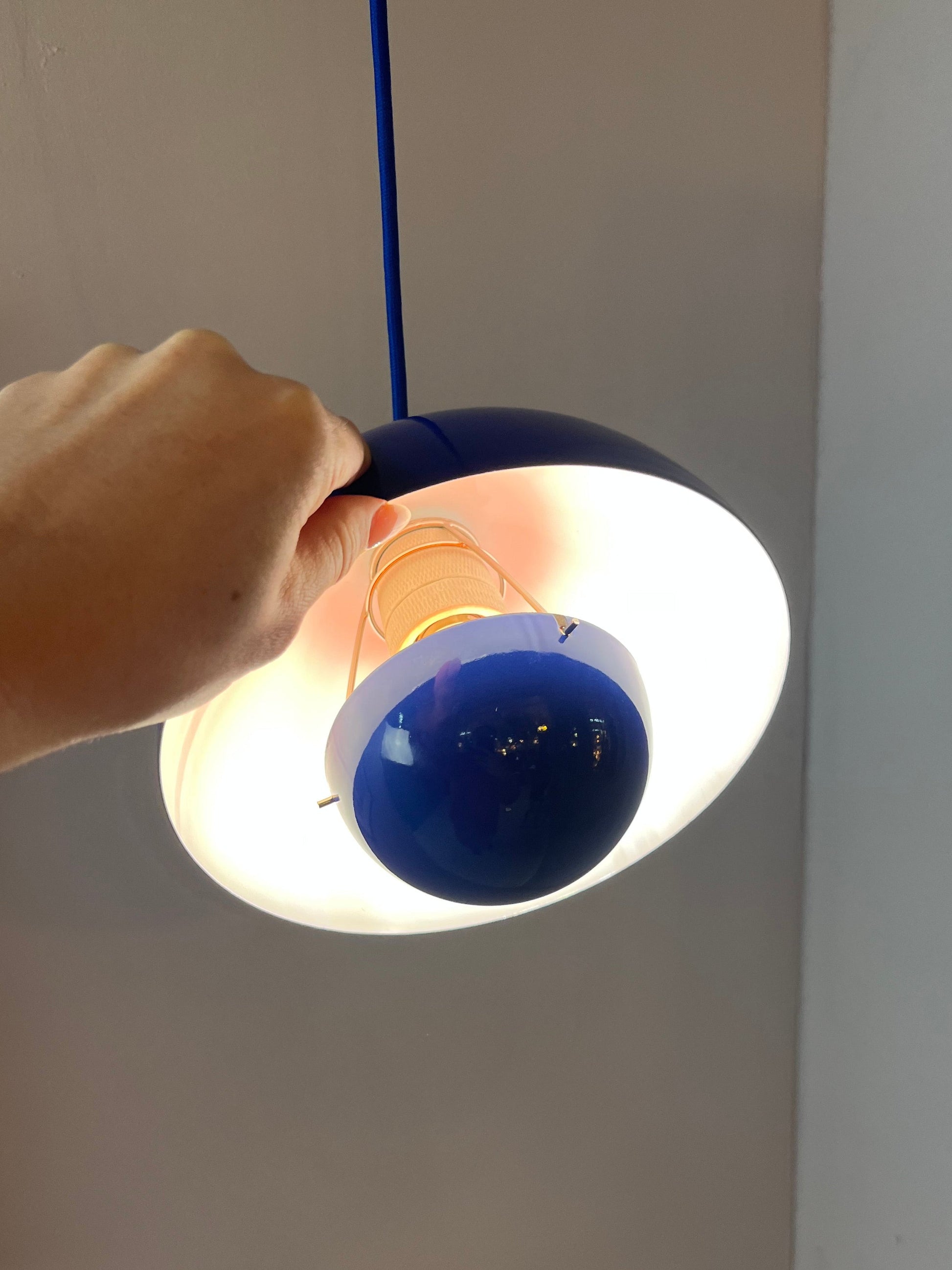 Vintage Hängelampe Flowerpot blau von Verner Panton für Louis Poulsen