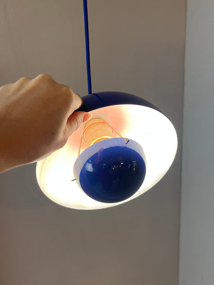 Vintage Hängelampe Flowerpot blau von Verner Panton für Louis Poulsen