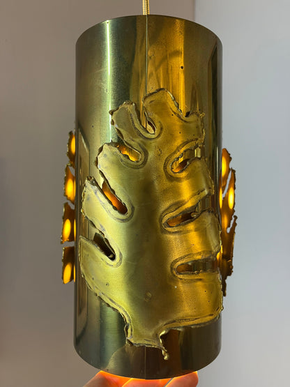 Vintage Hängelampe Messingblätter von Svend Aage Holm Sørensen