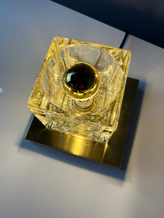 Vintage Wandlampe Glas Messingsockel von Peill & Putzler gold