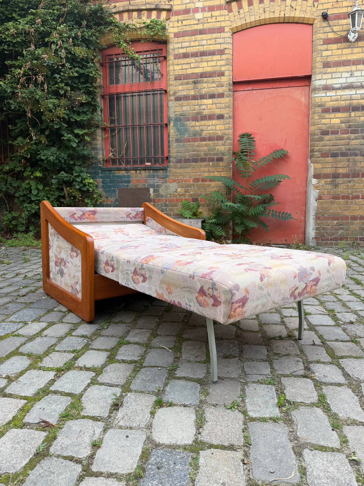 Vintage Schlafsessel Teak und Textilstoff, Dänemark