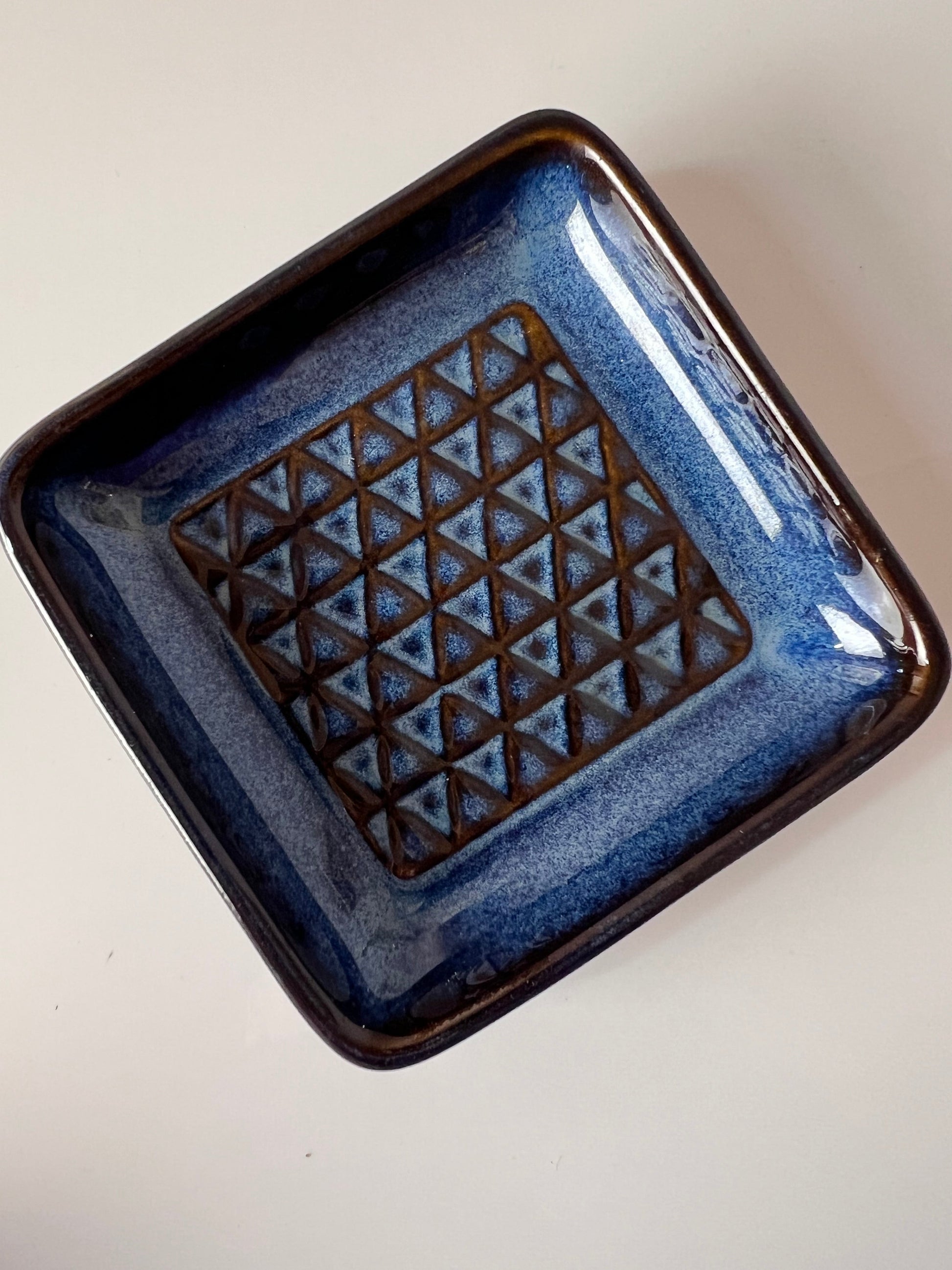 Vintage Schale 3337 von Einar Johansen für Søholm Keramik blau