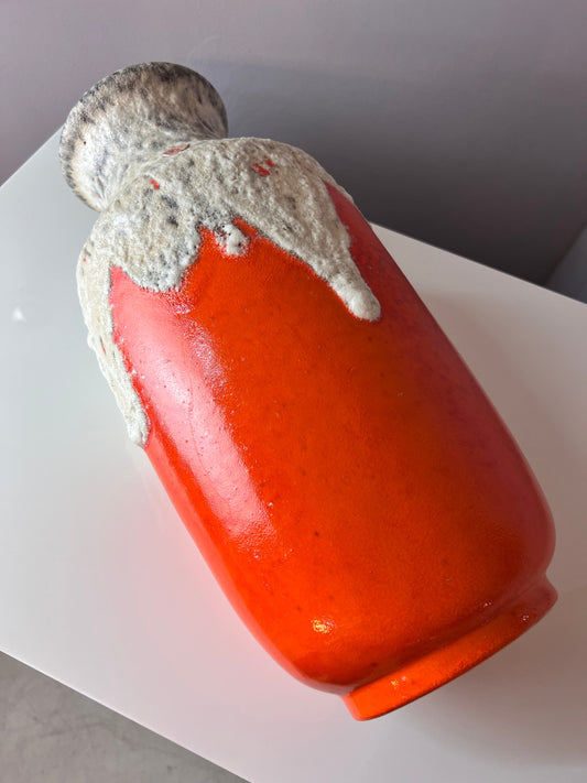 Vintage Vase Fat Lava 1439/40 orange white by Uebelacker Keramik