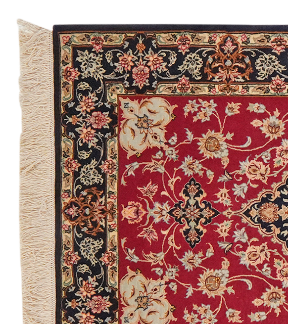 Tapis vintage Isfahan 221x83cm motif nature coloré