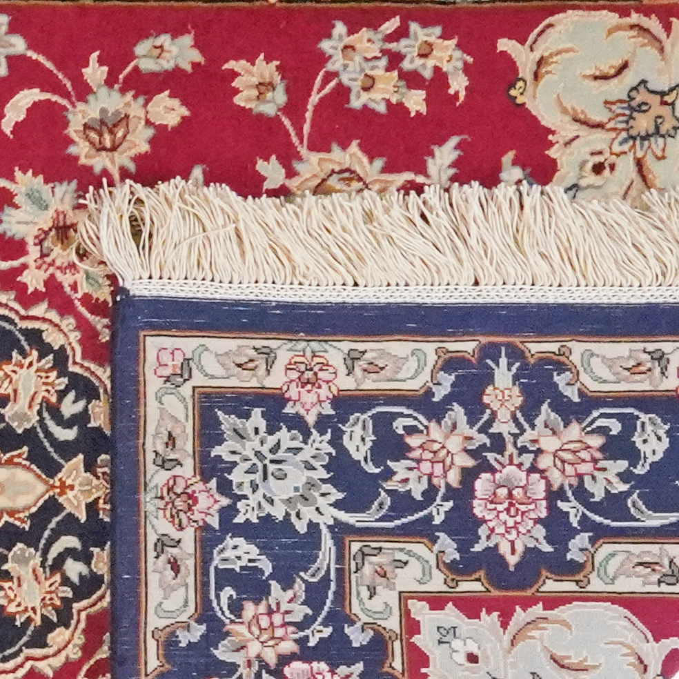 Tapis vintage Isfahan 221x83cm motif nature coloré