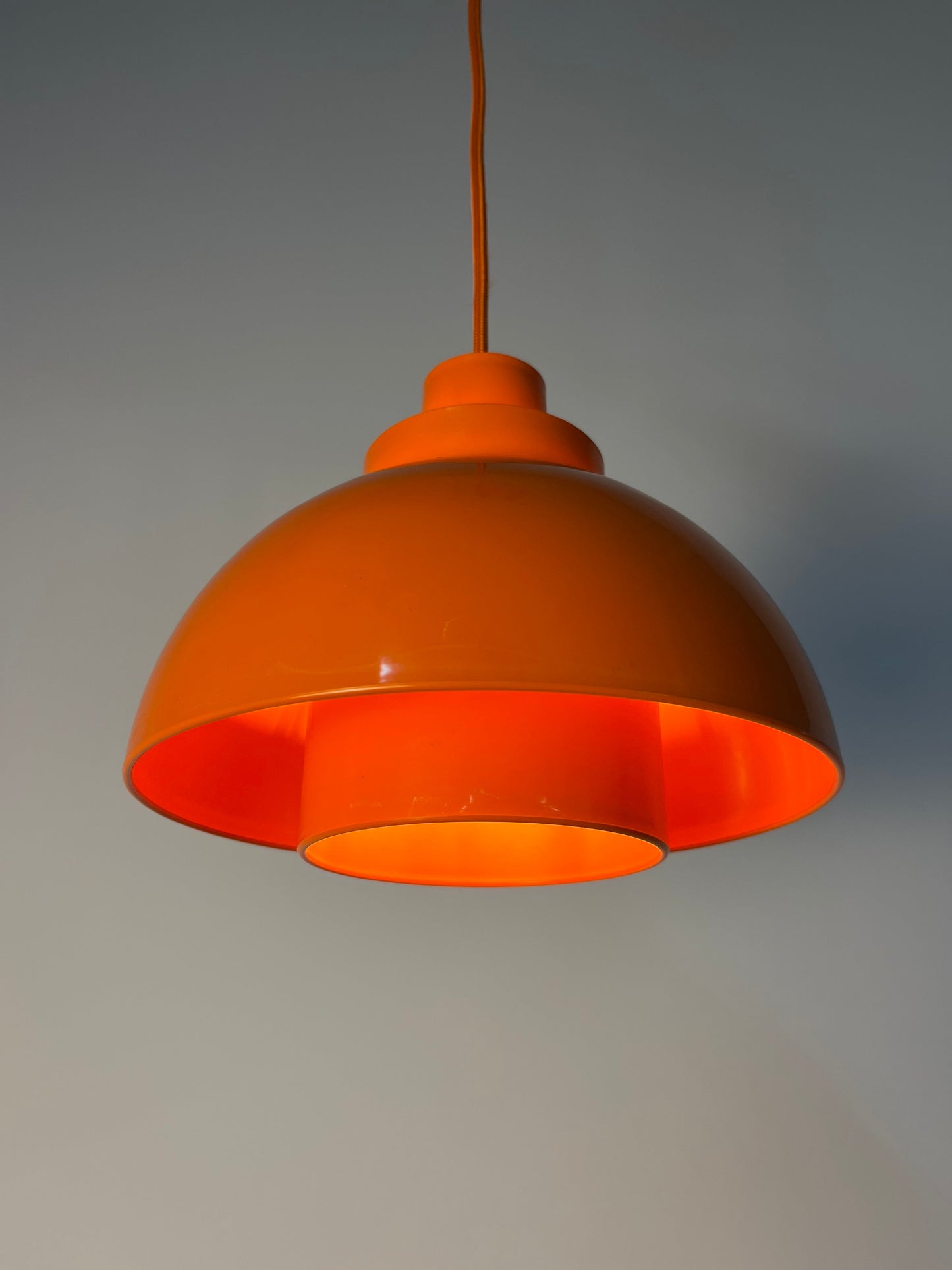Vintage Hängelampe Minisol von K. Kewo für Nordisk Solar, Orange