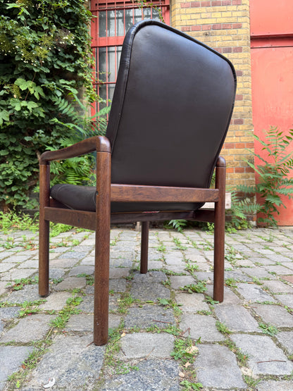 Vintage Sessel Echtleder dunkelbraun von Dyrlund