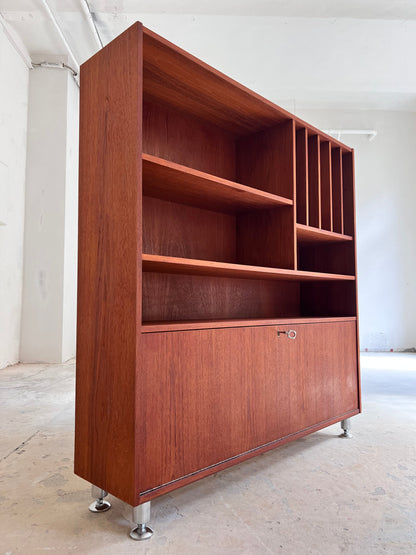 Vintage Bücherregal mit Klappfach Teak aus Dänemark