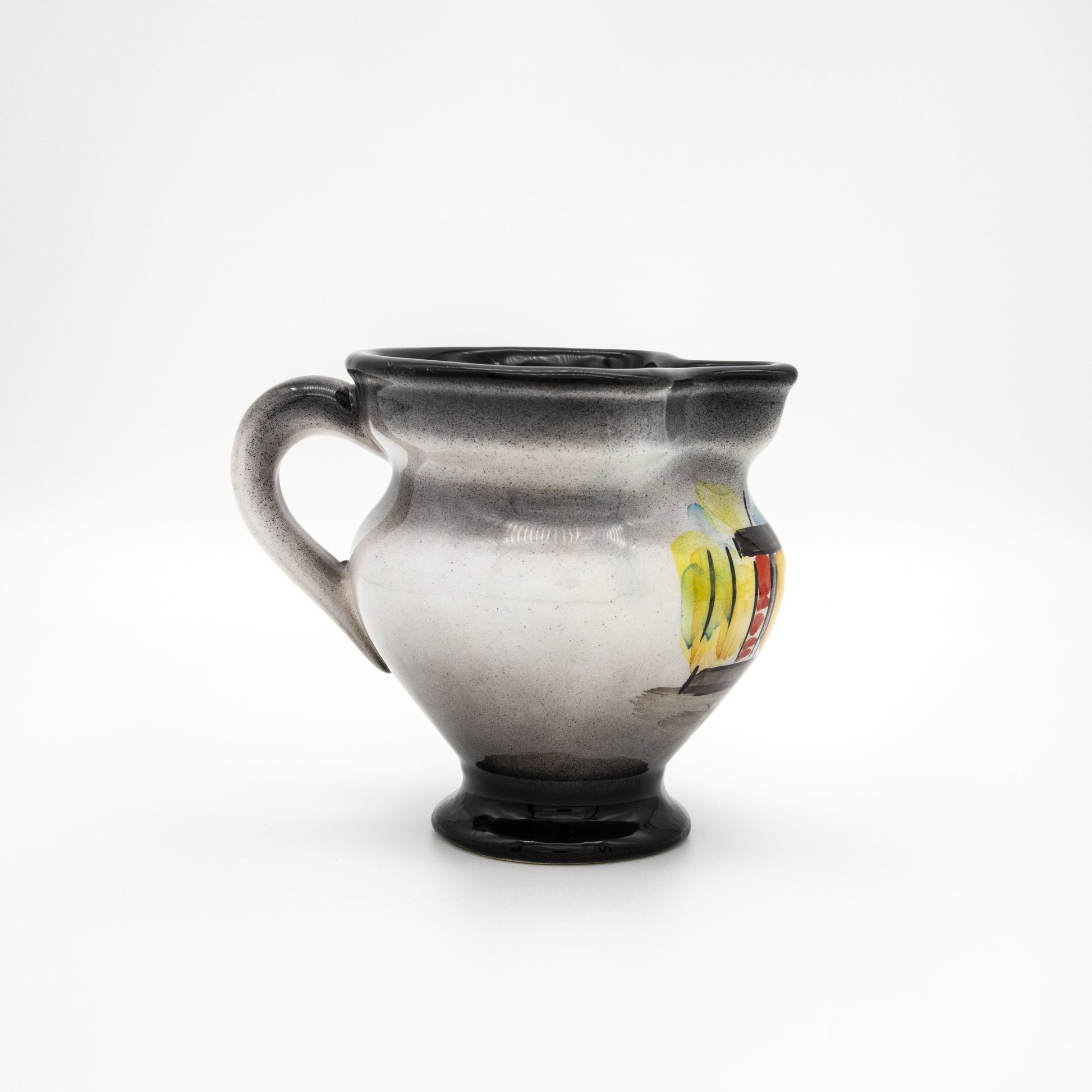 Vintage Krug mit Kaminmotiv, handbemalt
