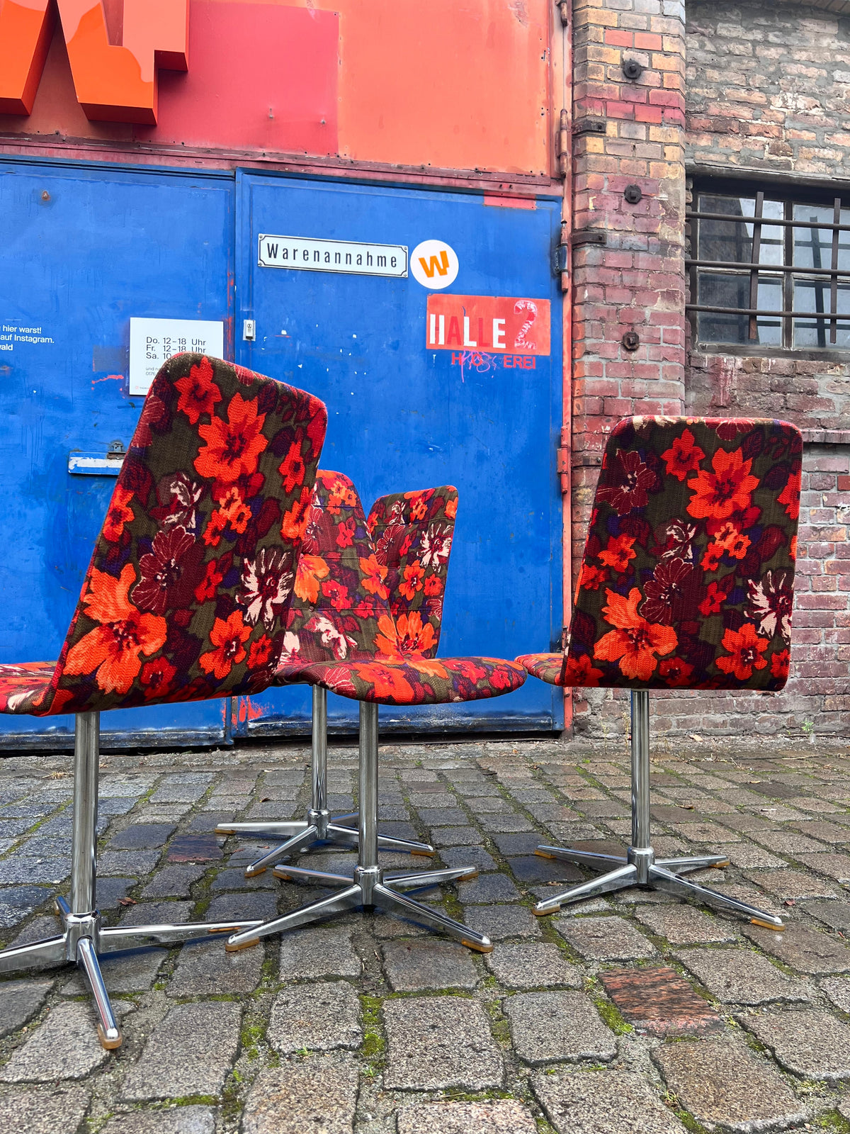 4x Drehstuhl rot floral von EKA Wohnmöbel