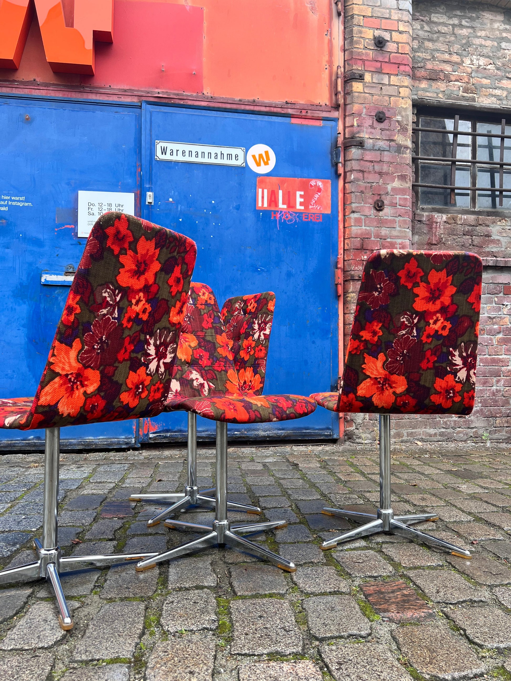 4x Drehstuhl rot floral von EKA Wohnmöbel