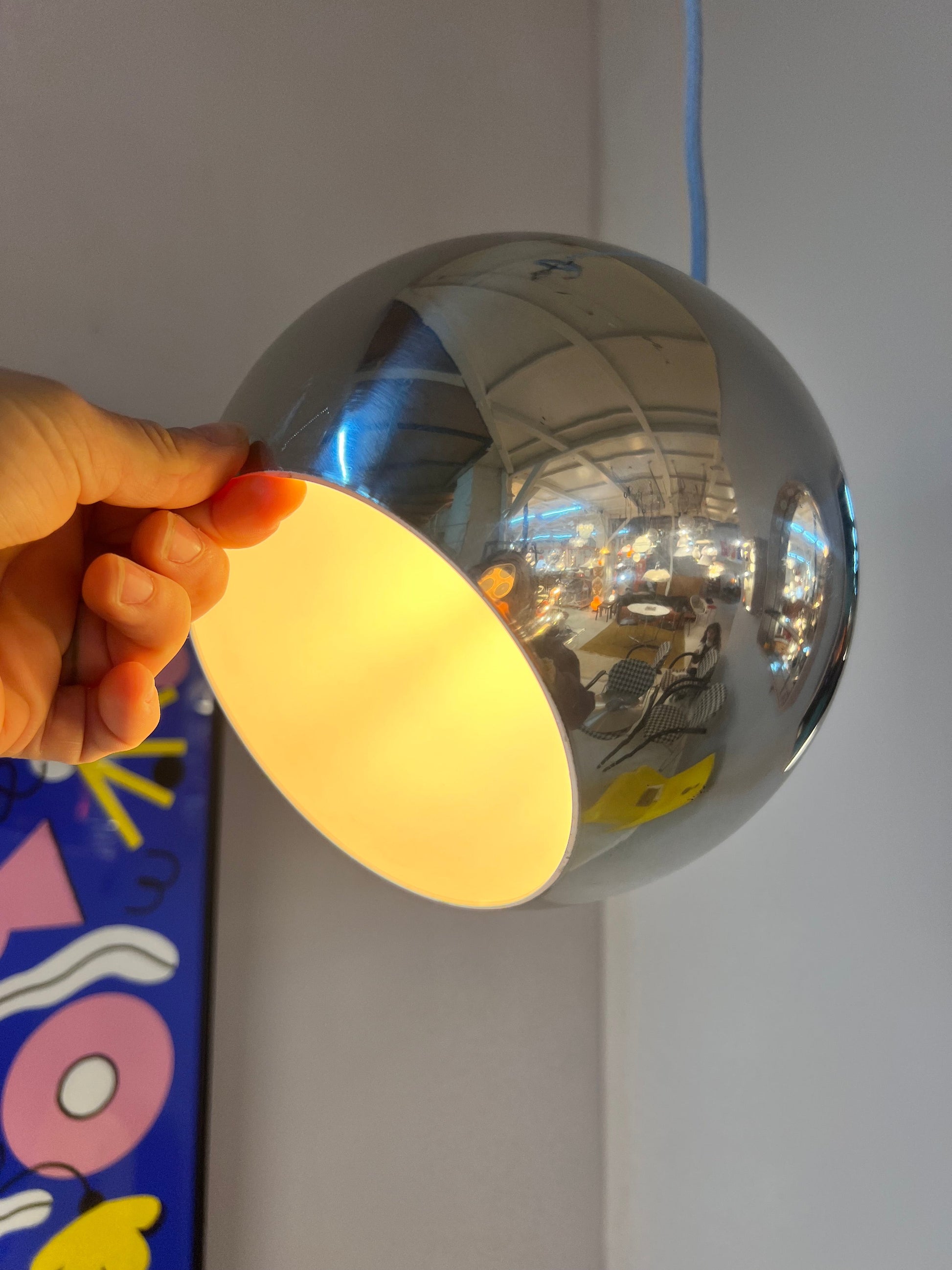Vintage Lampe Topan von Verner Panton für &Tradition Chromsilber