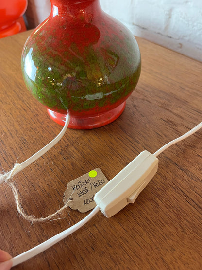 Vintage table lamp Bubble ceramic red green by Kaiser Leuchten