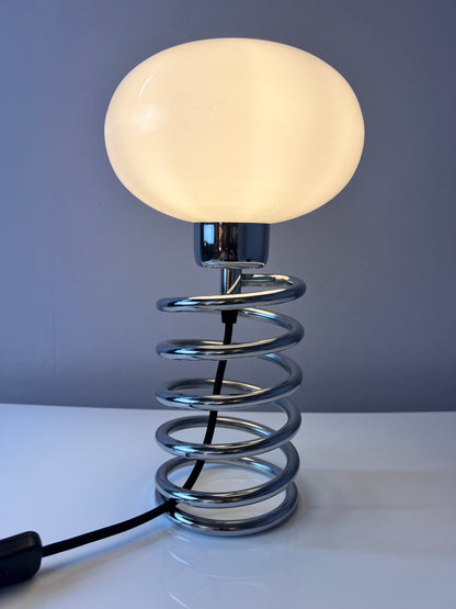 Spiral-Tischlampe Glas und Chrom von Ingo Maurer für HONSEL