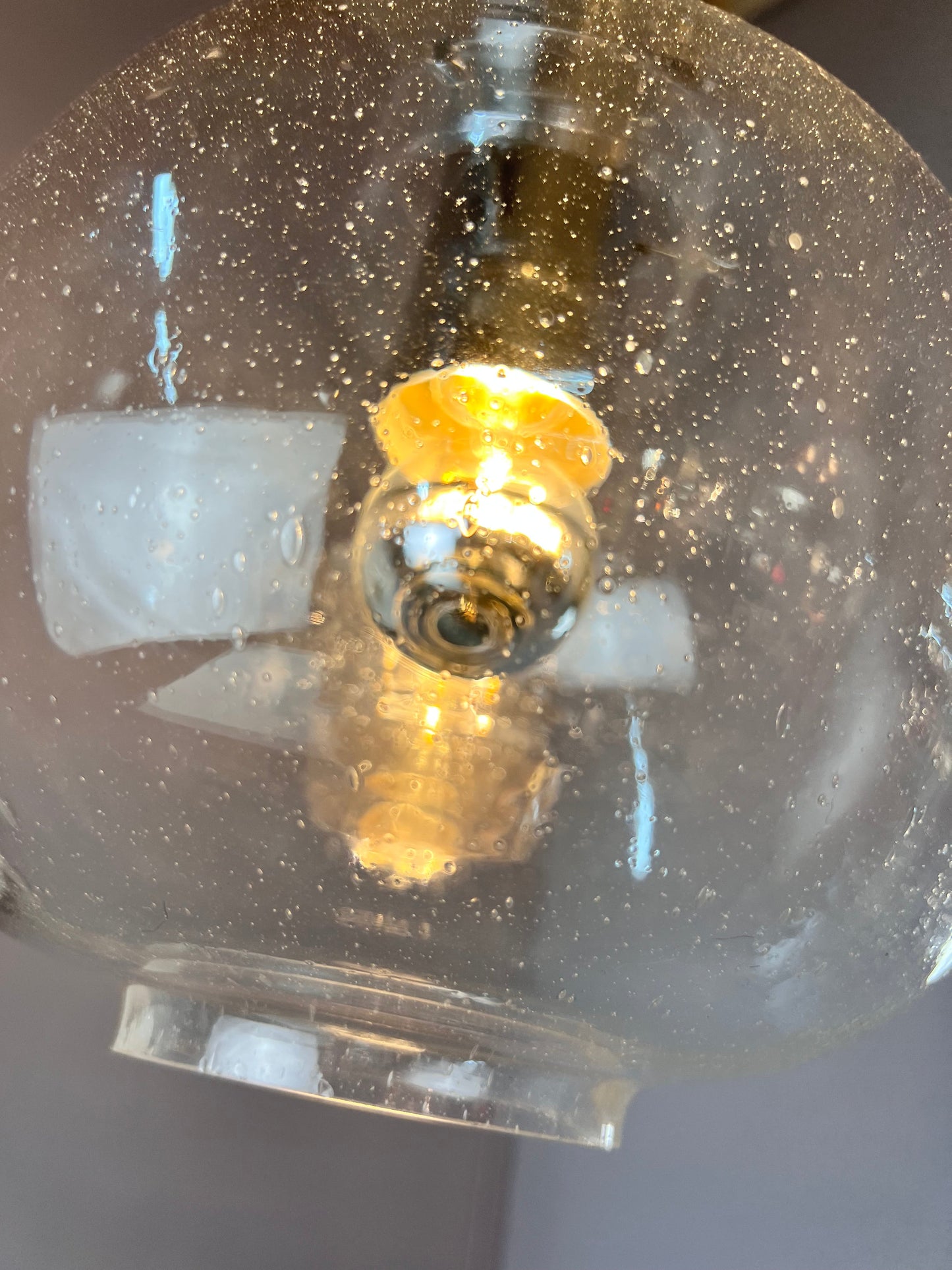 Vintage Hängelampe Glas Chrom von Glashütte Limburg