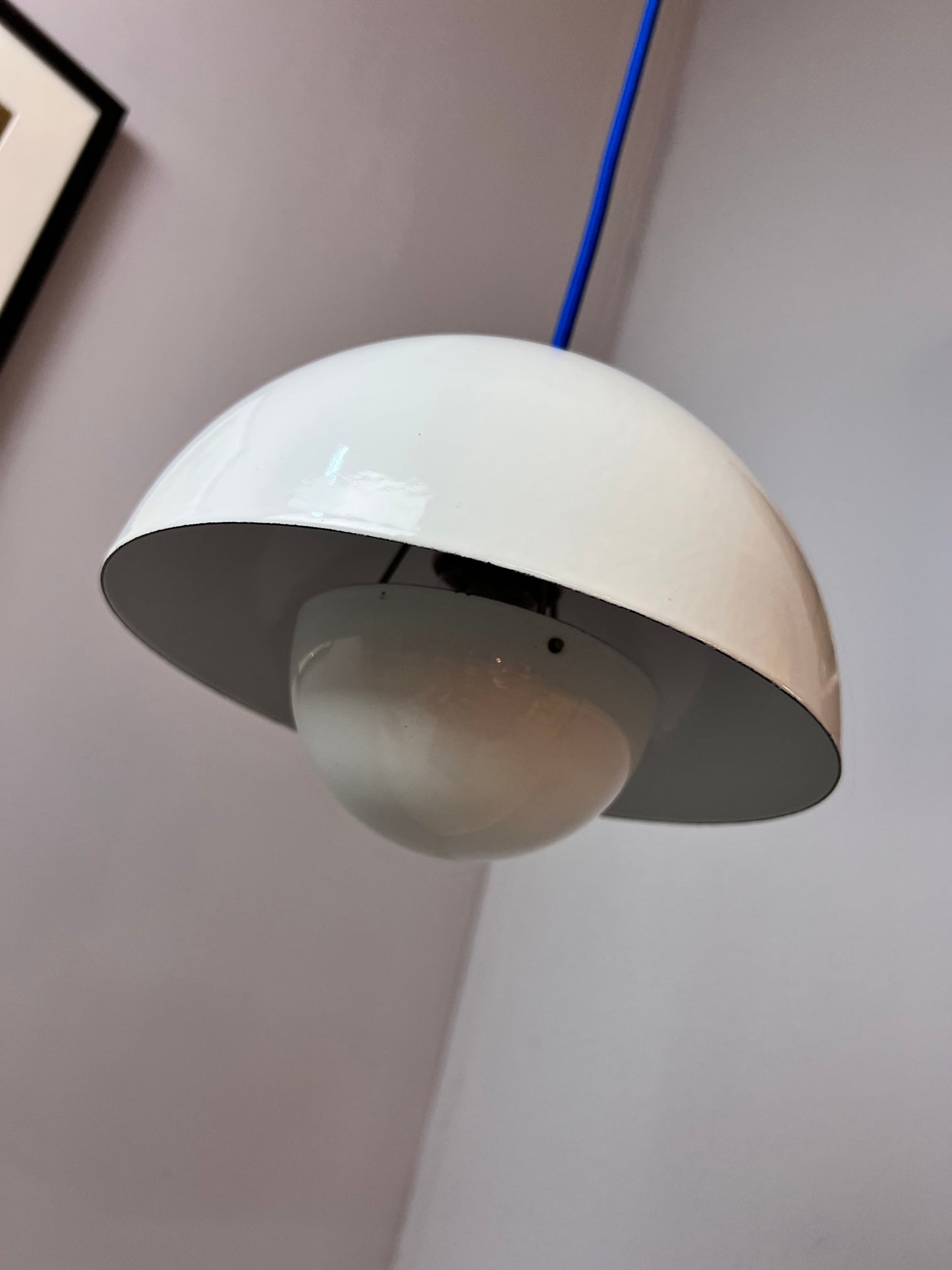 Vintage Hängelampe Flowerpot weiß von Verner Panton für Louis Poulsen