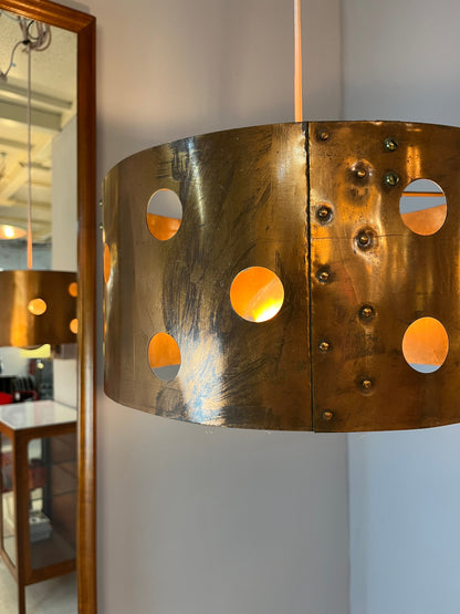 Vintage Hängelampe Kupfer aus Dänemark