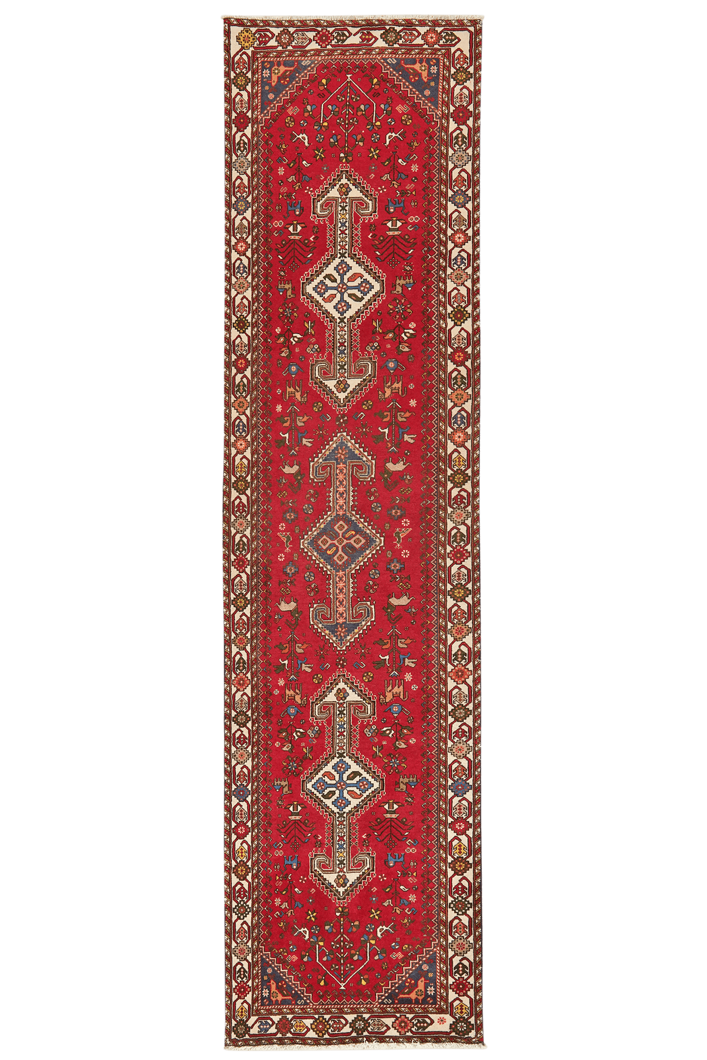 Vintage carpet Nasrabad 305x76cm colorful nature motif