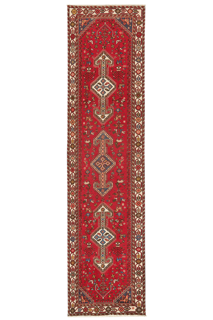 Vintage carpet Nasrabad 305x76cm colorful nature motif