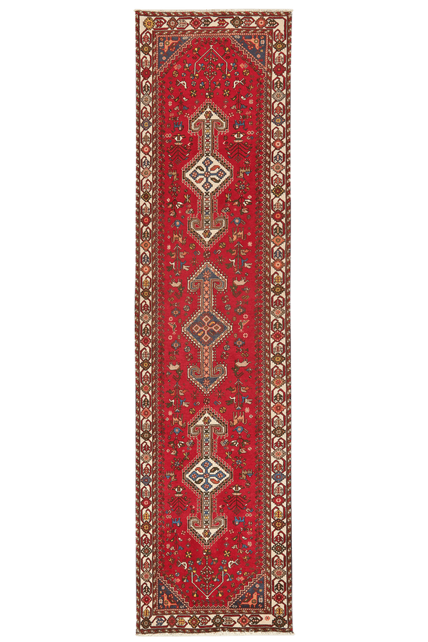 Tapis vintage Nasrabad 305x76cm motif nature coloré