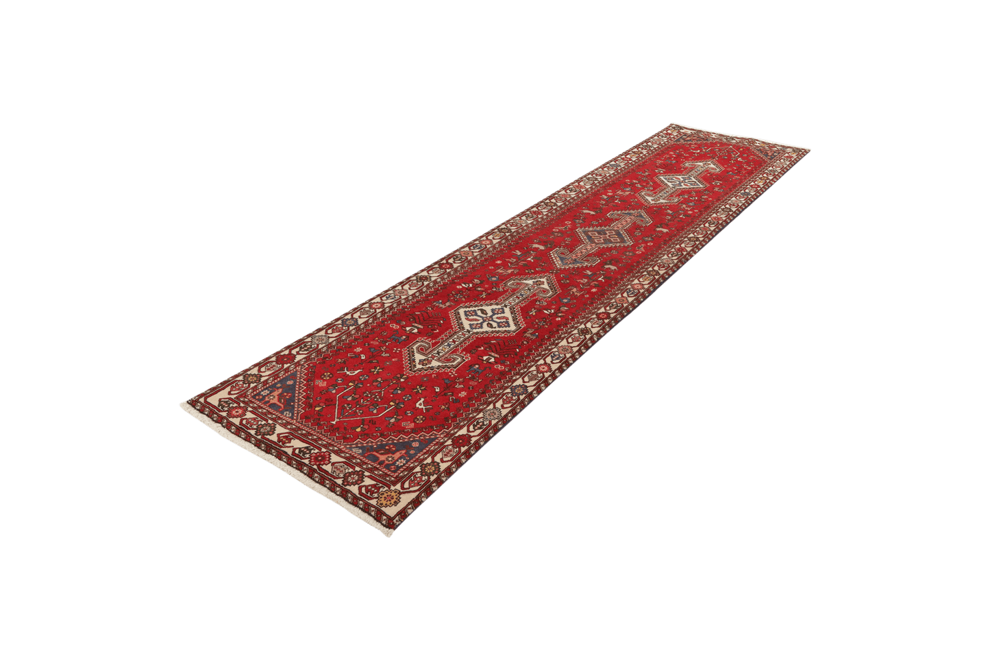 Vintage carpet Nasrabad 305x76cm colorful nature motif
