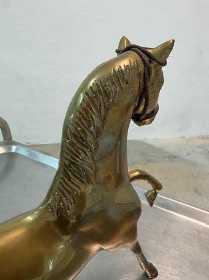 Vintage Pferdeskulptur aus Messing mit Patina
