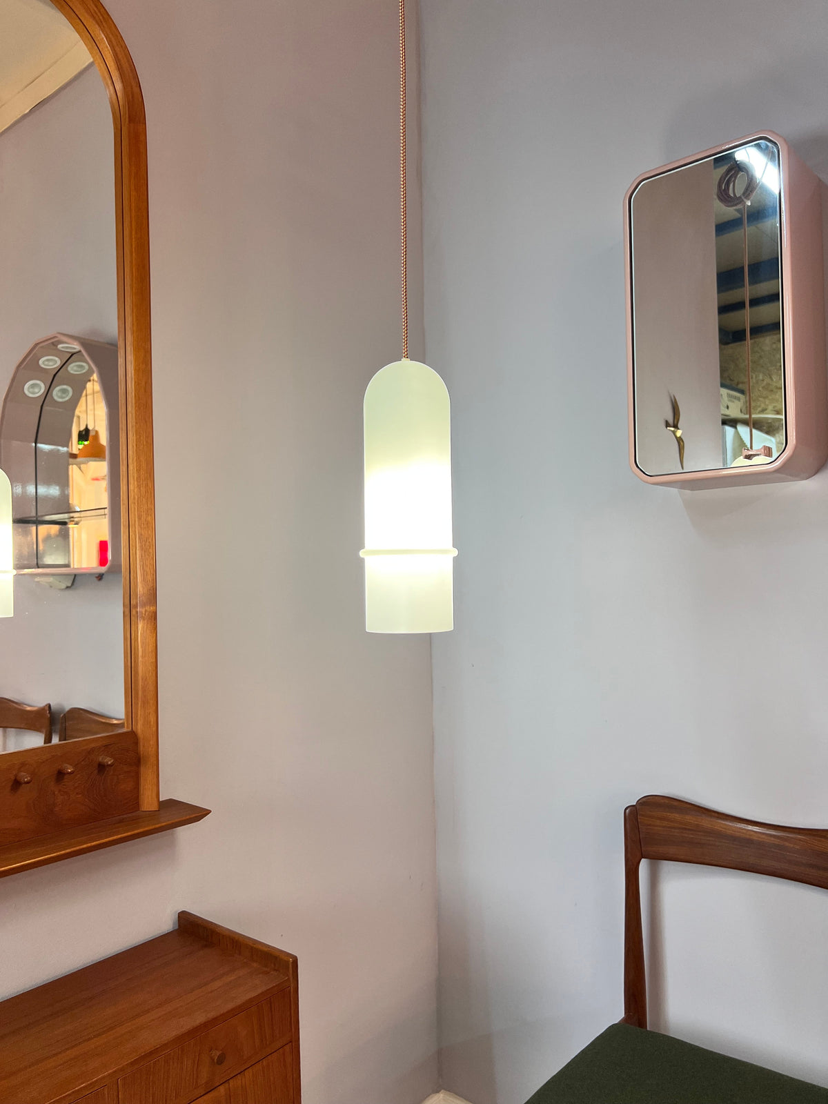 Vintage hanging lamp opal glass from Peill &amp; Putzler white