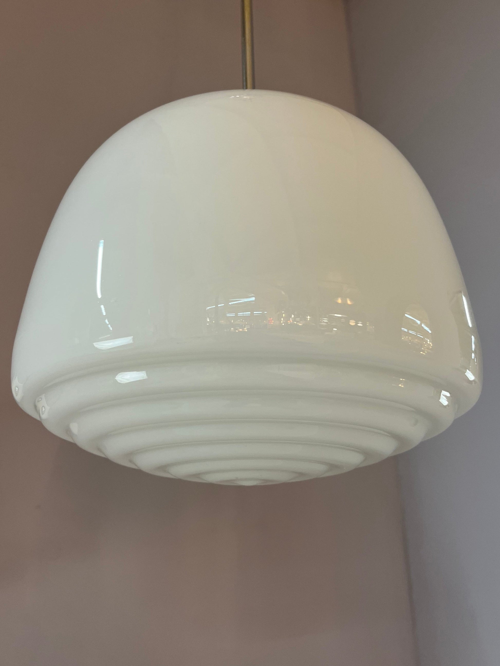 Vintage Hängelampe Opalglas Chrom
