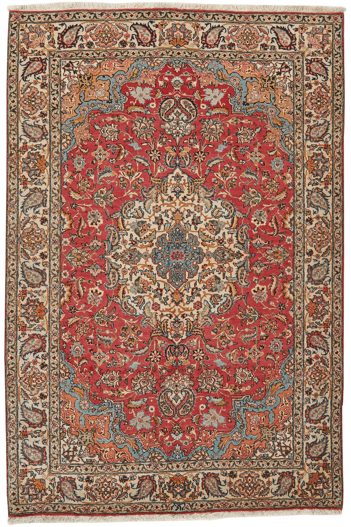 Tapis Vintage Tabriz 213x142cm motifs naturels colorés