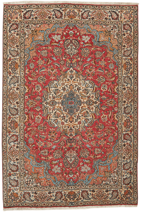 Tapis Vintage Tabriz 213x142cm motifs naturels colorés