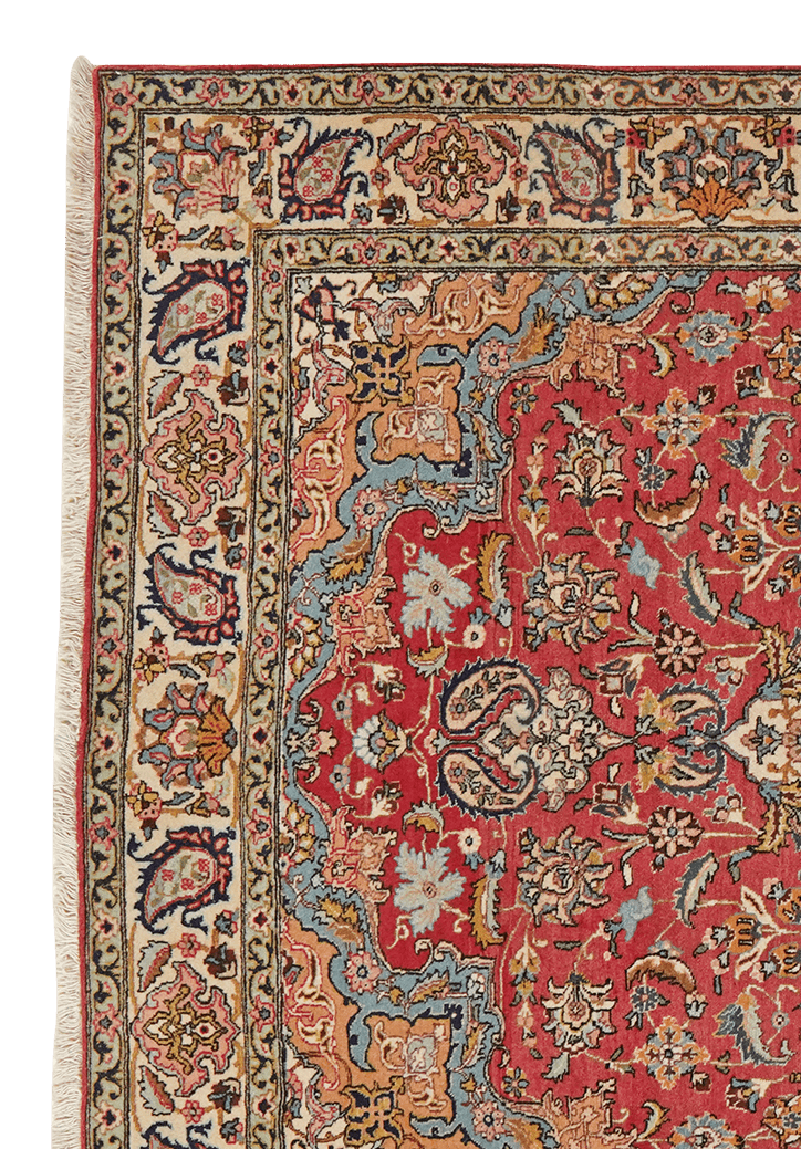 Tapis Vintage Tabriz 213x142cm motifs naturels colorés