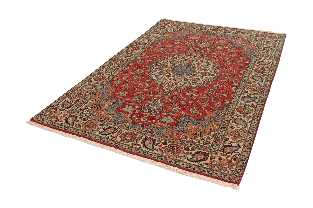 Tapis Vintage Tabriz 213x142cm motifs naturels colorés